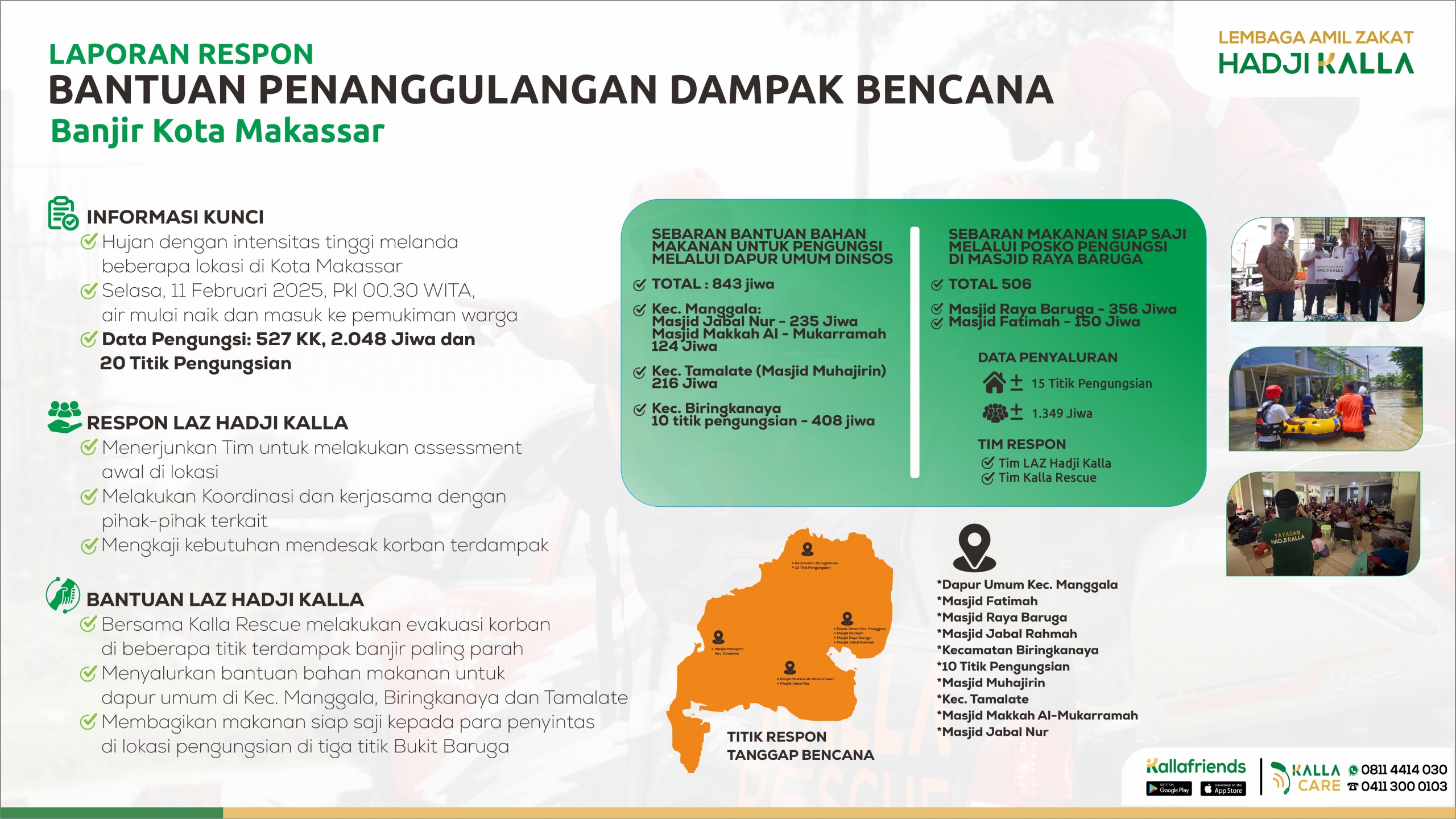 Infografis bantuan bencana banjir makassar Feb